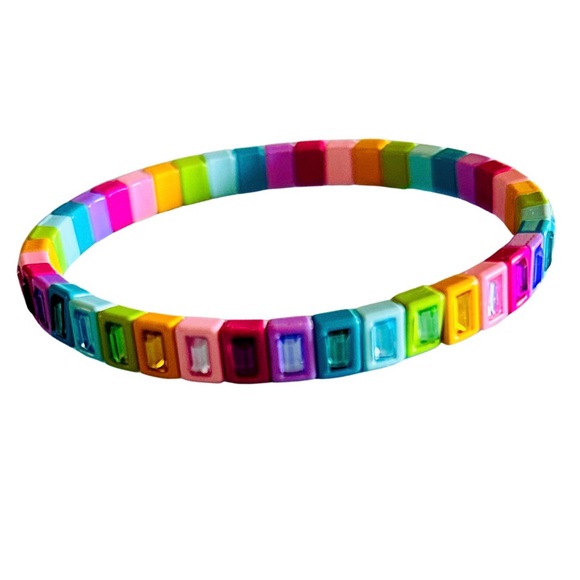 Rainbow Enamel Stretch Bracelet - Picture 2 of 3